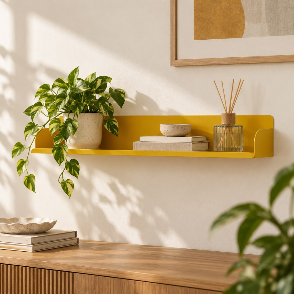 Mensola in metallo da muro 70x15x12cm senape - Pop