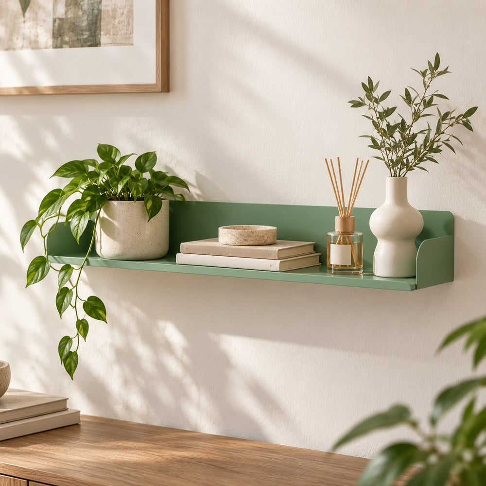 Mensola da parete in metallo 70x15x12cm verde salvia - Pop