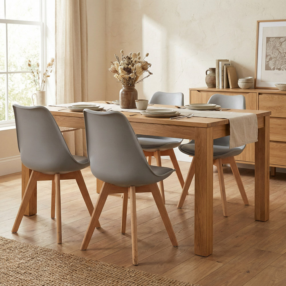 Set 4 sedie grigie stile nordico con cuscino - Candice