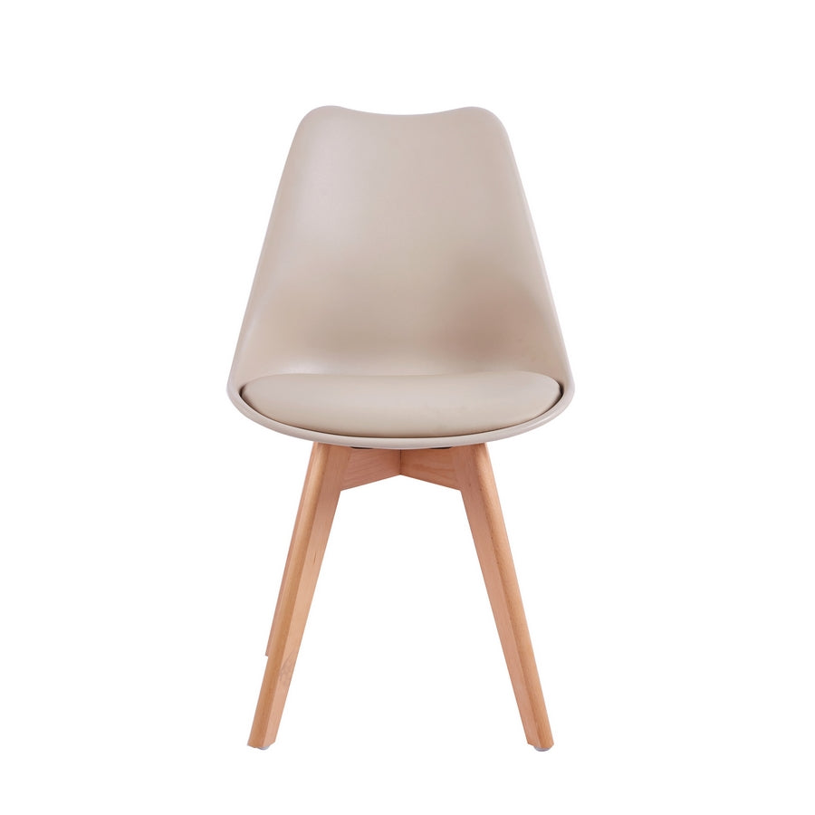 Set 4 sedie da pranzo con gambe legno e cuscino Beige - Candice