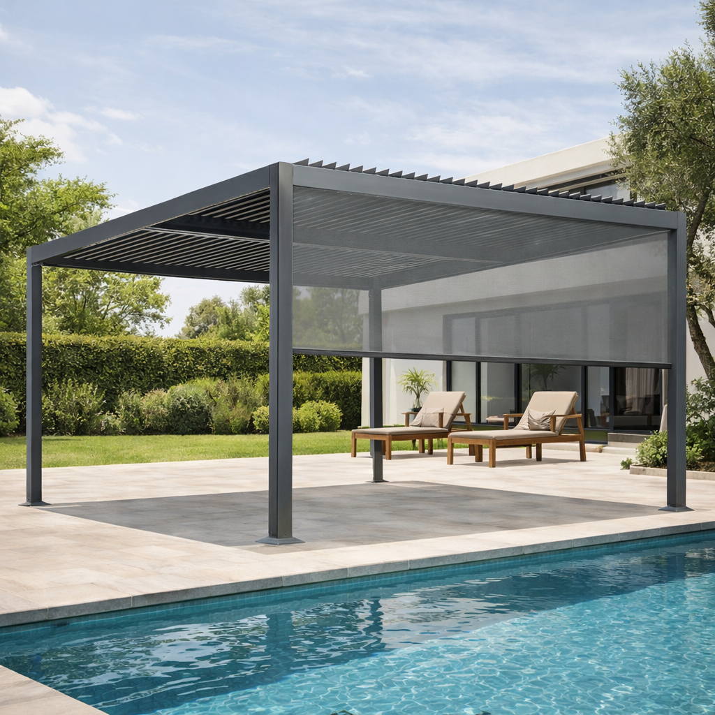 Tenda antracite Eden 4m per pergola con telecomando incluso