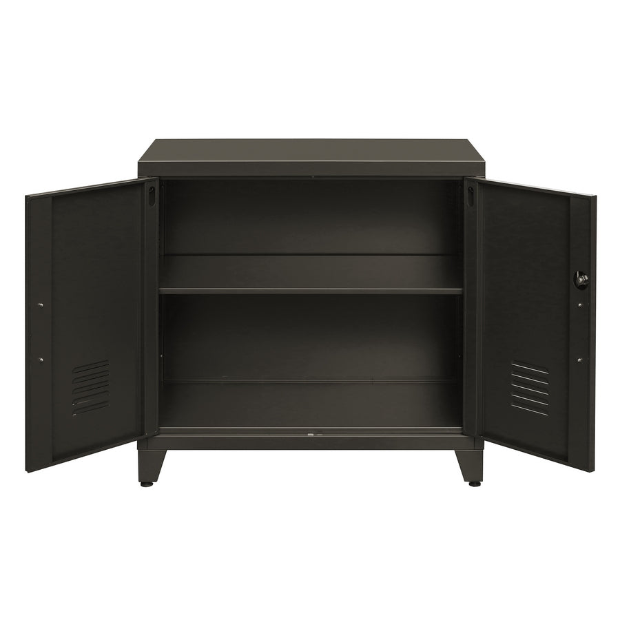 Armadio basso in metallo nero con serratura 2 ante 85x50x82 cm