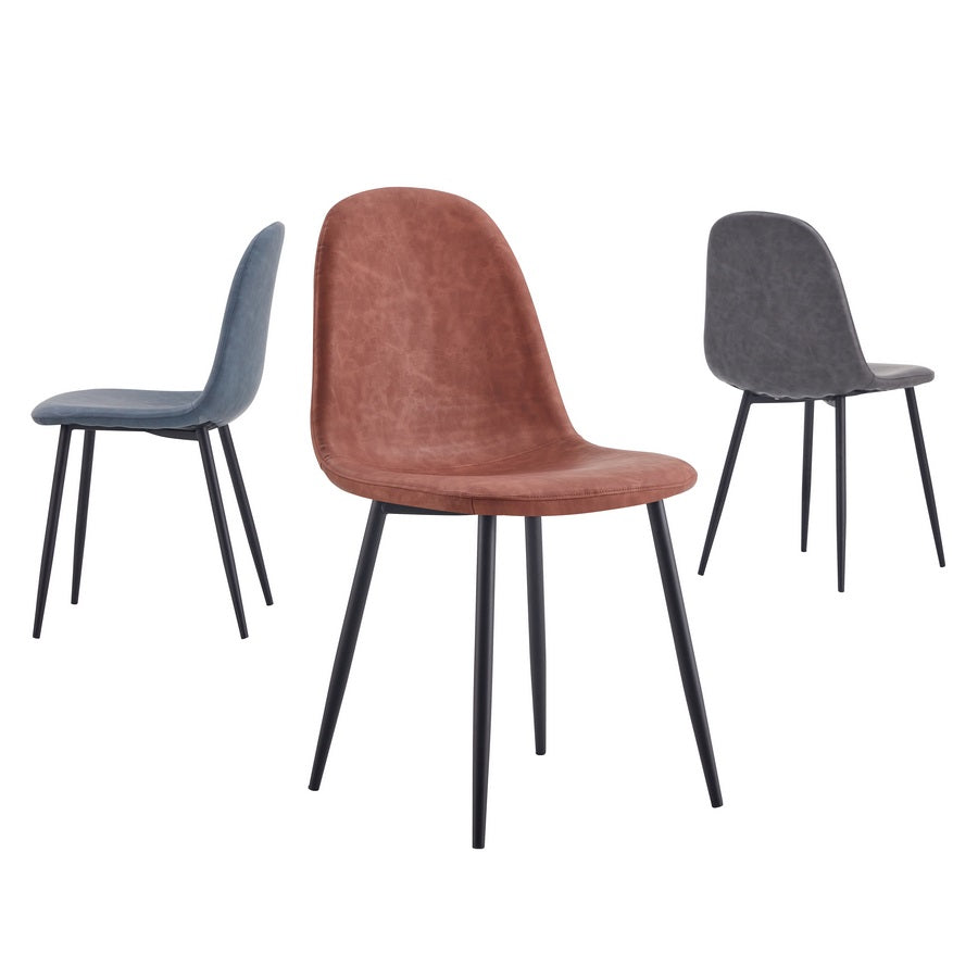 Sedie sala da pranzo moderne 4 pz in ecopelle blu - Bella