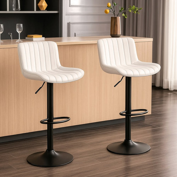 Sgabelli alti da bar 55x51x90-110 cm in ecopelle bianco - Barry