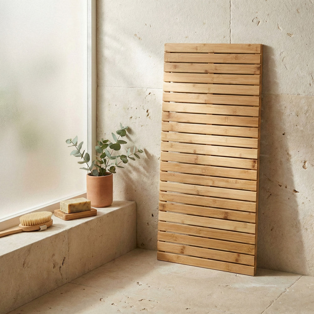 Pedana doccia in legno di bambù 100x50 cm