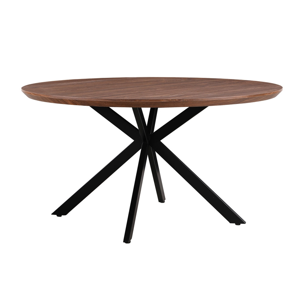 Tavolo tondo 140 cm con top effetto noce e gambe nere - Exten