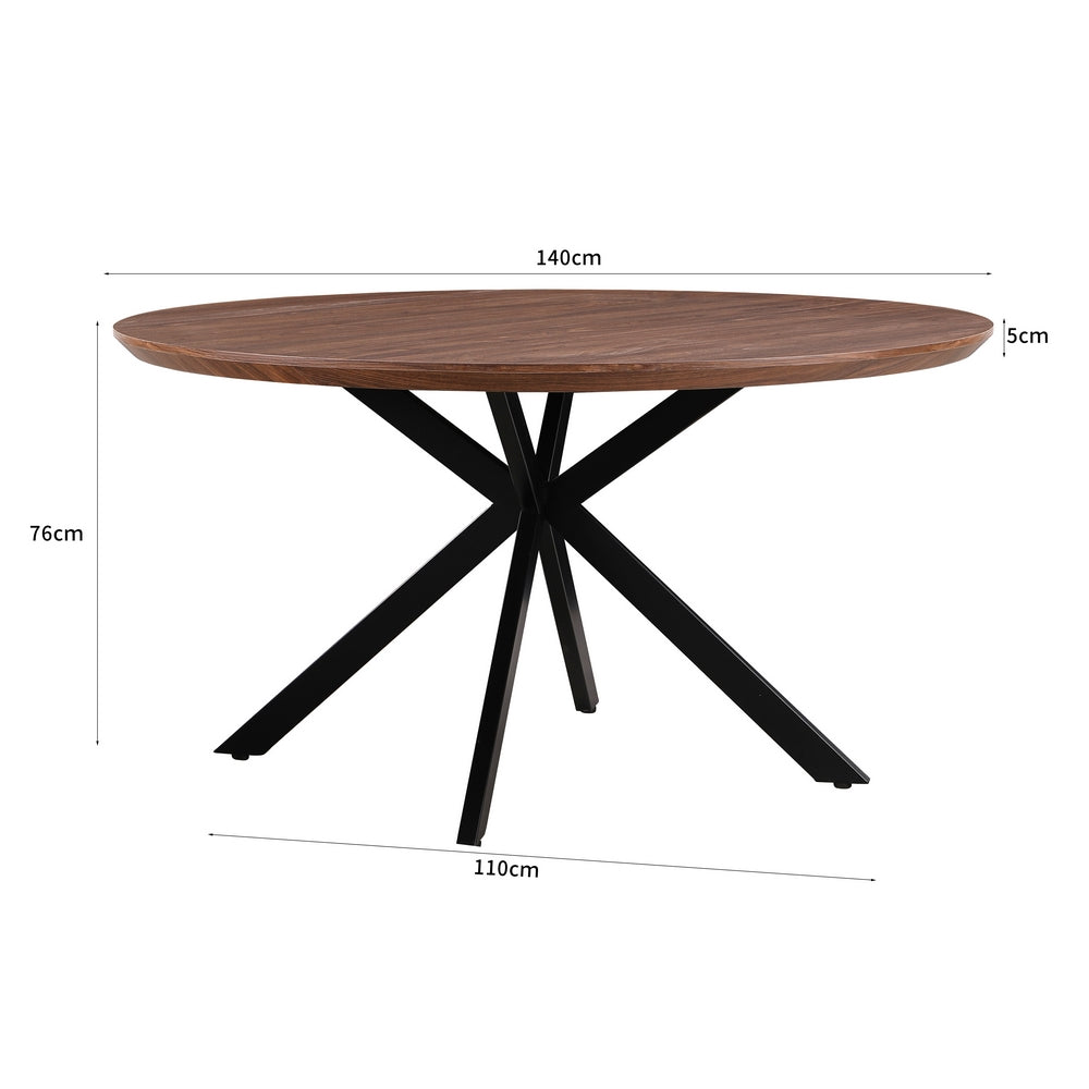 Tavolo tondo 140 cm con top effetto noce e gambe nere - Exten