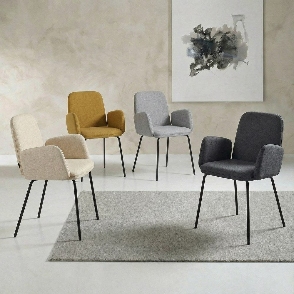 Coppia di sedie con braccioli in tessuto grigio scuro - Kendal