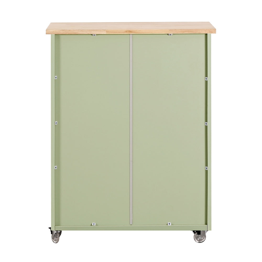Credenza portabottiglie con cassetti e ante salvia con top in legno – Febe