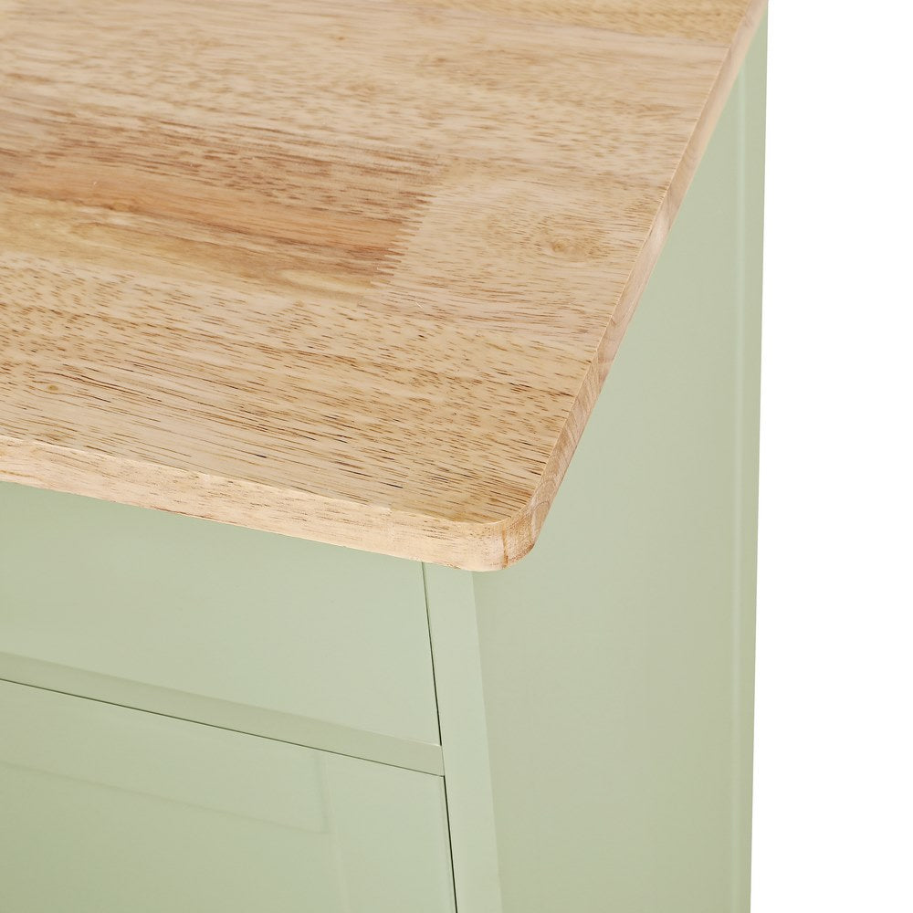 Credenza portabottiglie con cassetti e ante salvia con top in legno – Febe