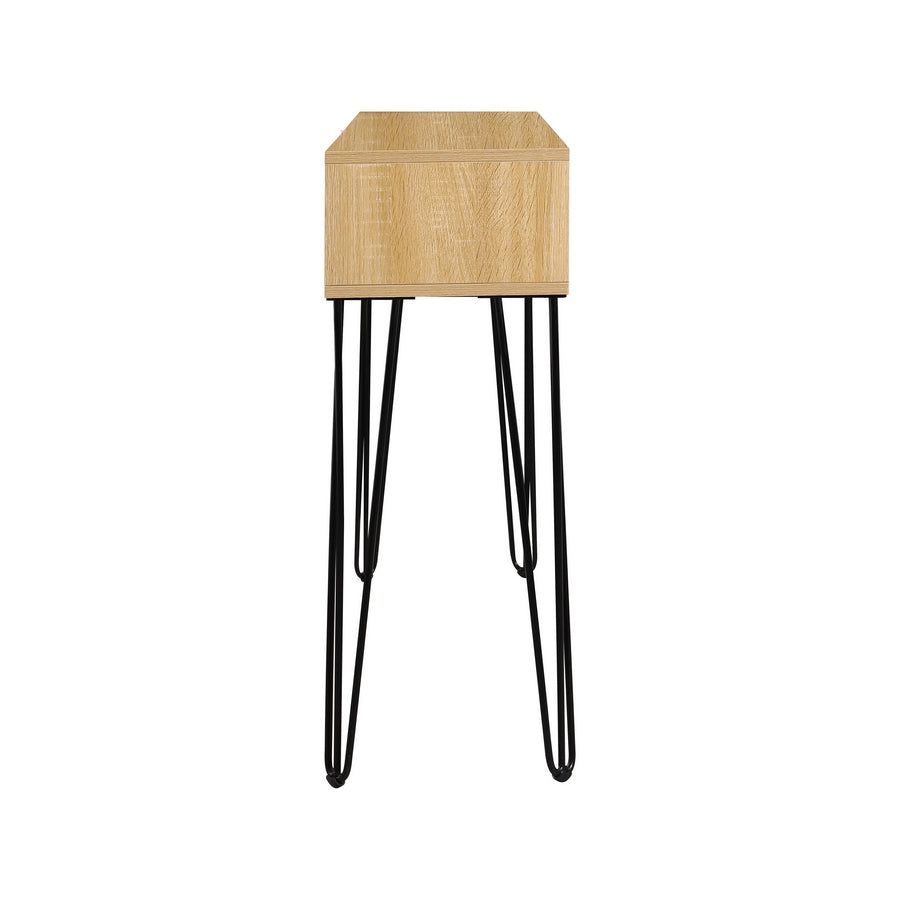 Consolle ingresso moderna in legno rovere e nero 124,5x30x78 cm – Madrid