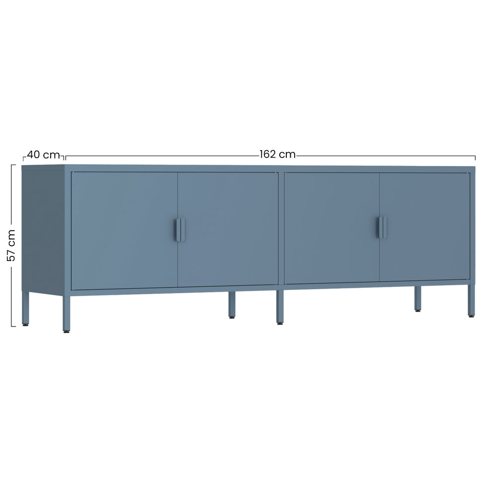Mobile tv basso in metallo 4 ante 162x40x57 cm blu - Pop