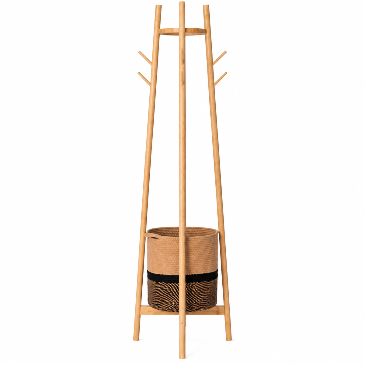 Appendiabiti in bambù con cesta 35x35x160 cm - Sapa
