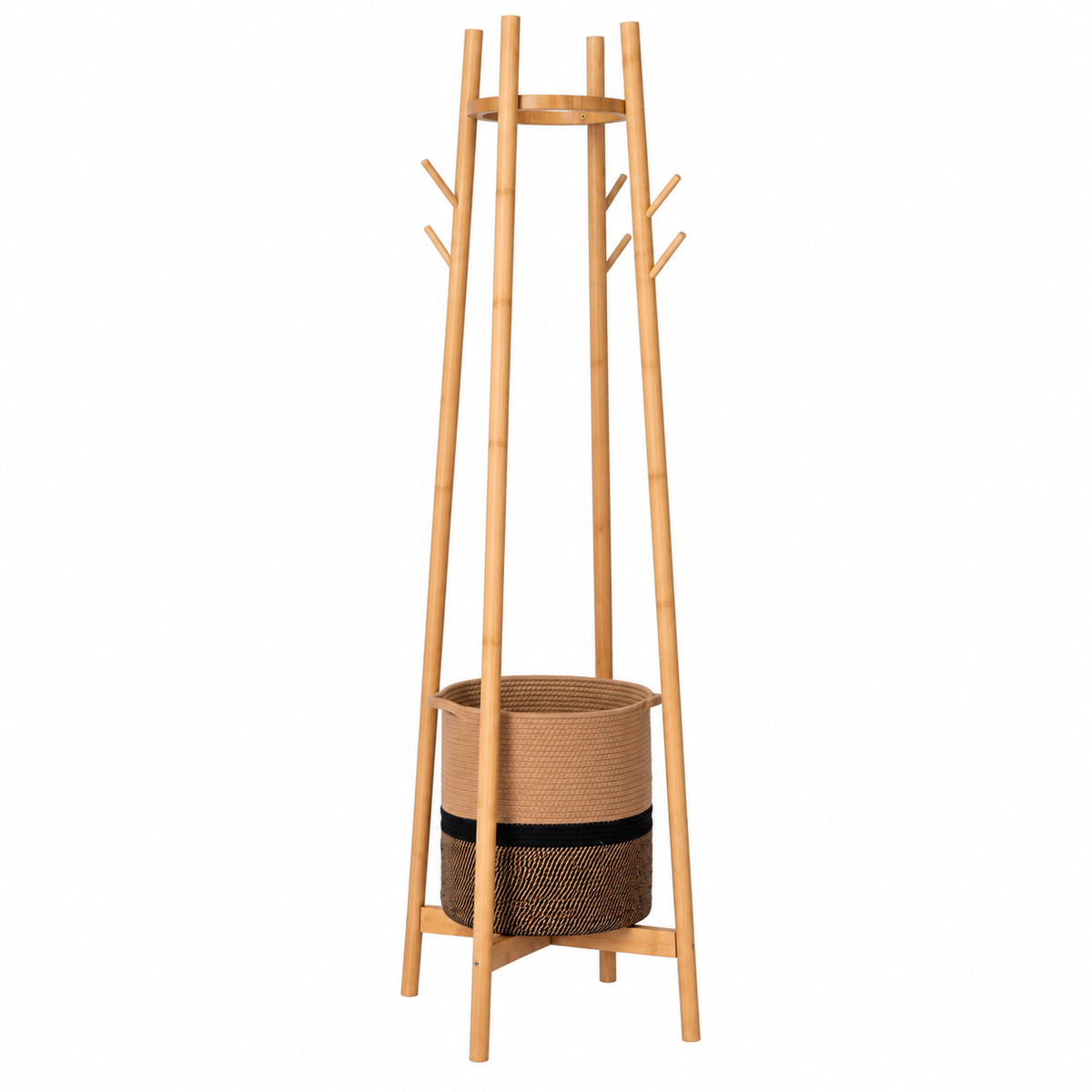 Appendiabiti in bambù con cesta 35x35x160 cm - Sapa
