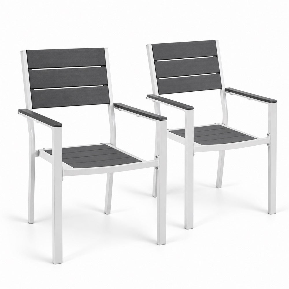 Set 2 sedie da giardino HDPE e metallo bianco e grigio - Andy
