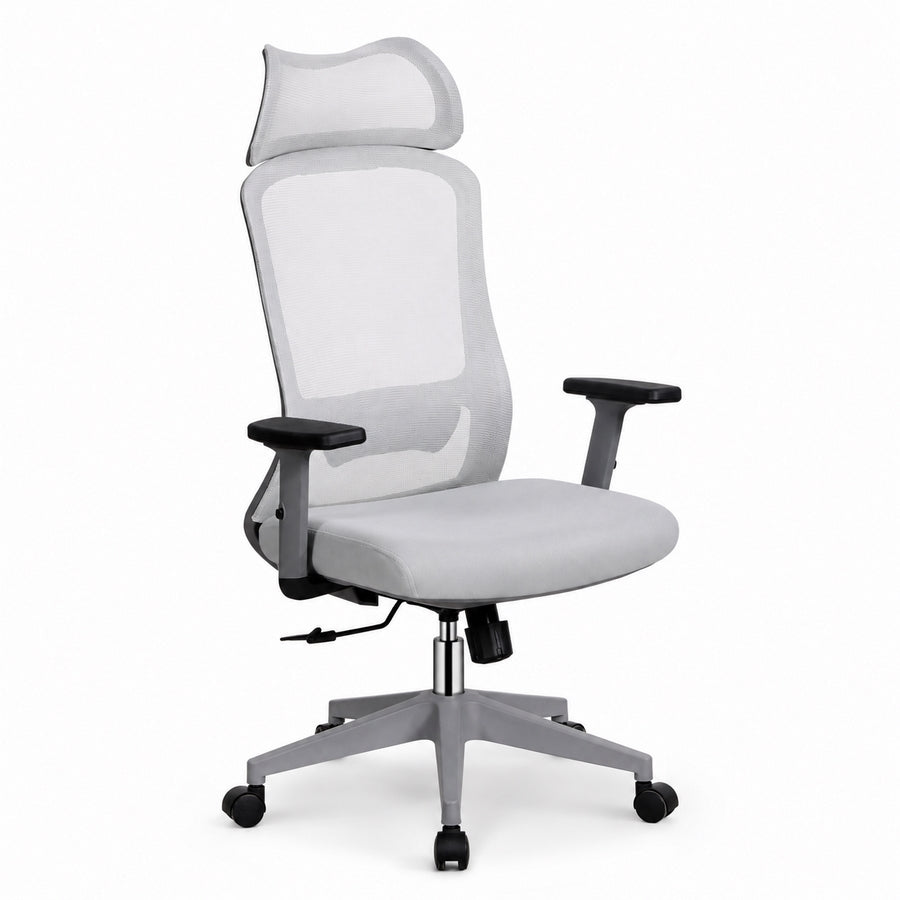 Sedia ufficio ergonomica in rete grigio chiaro 65x67x115-125 cm - Jeff