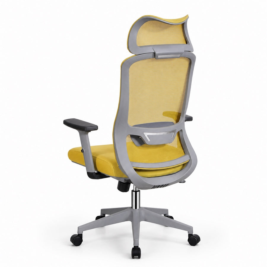 Sedia ufficio ergonomica in rete senape 65x67x115-125 cm - Jeff
