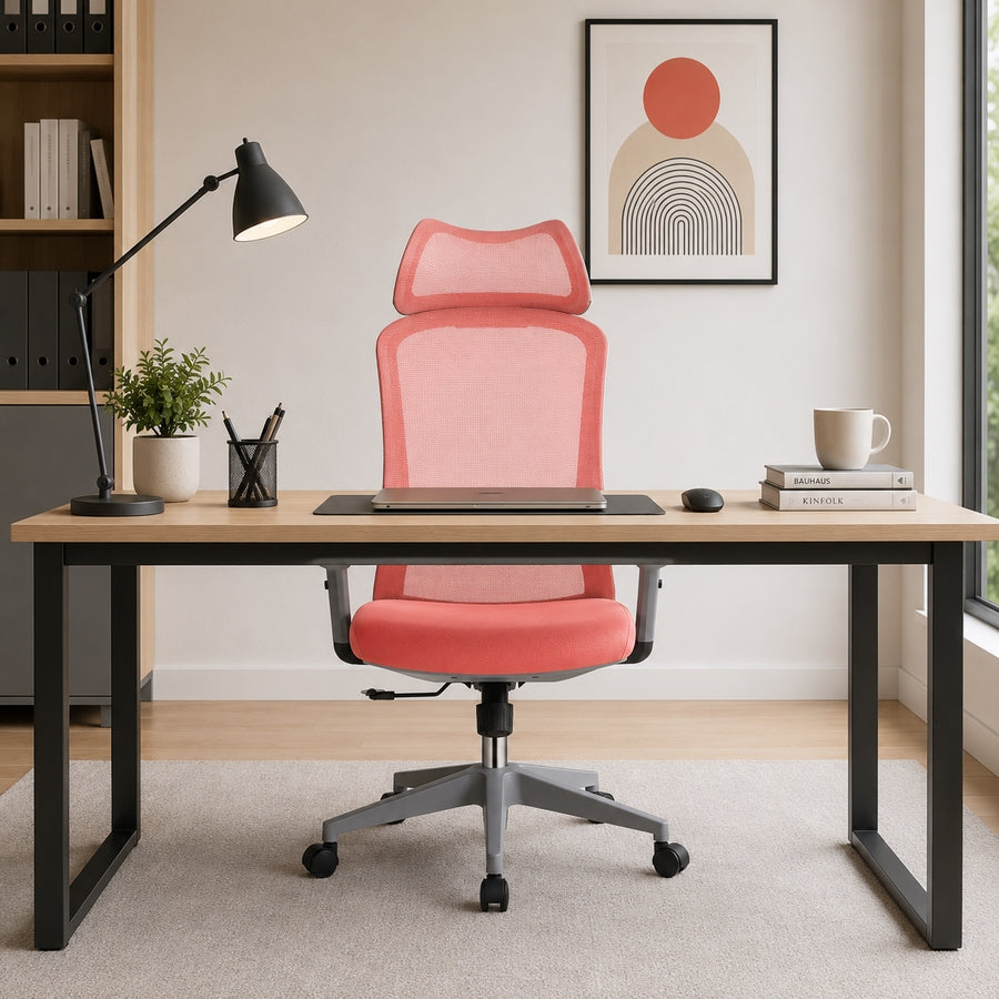 Sedia ufficio ergonomica in rete corallo 65x67x115-125 cm - Jeff