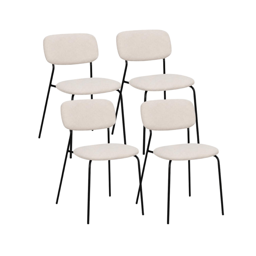 Set 4 sedie in tessuto beige e metallo nero - Hani