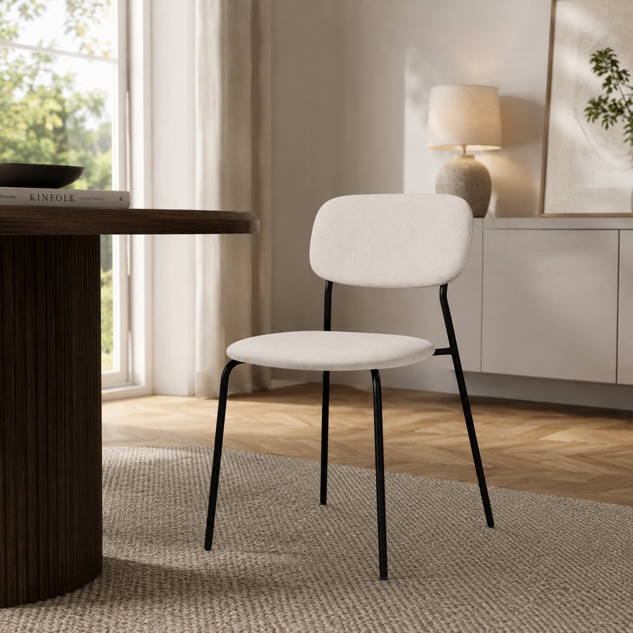 Set 4 sedie in tessuto beige e metallo nero - Hani