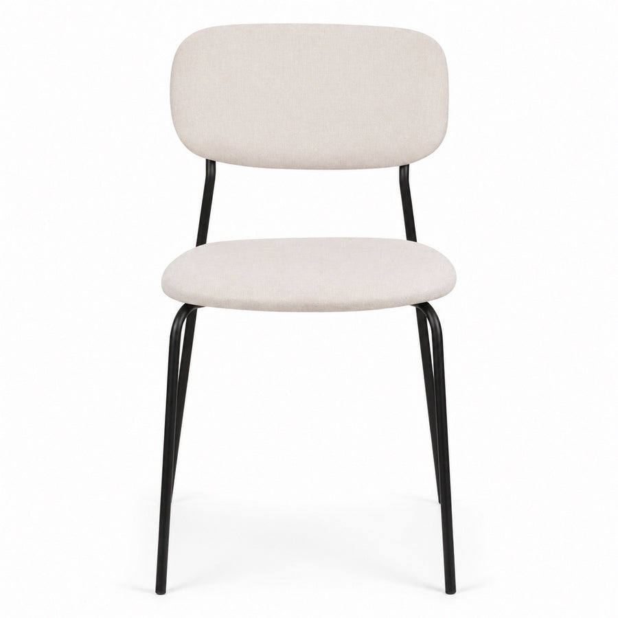Set 4 sedie in tessuto beige e metallo nero - Hani