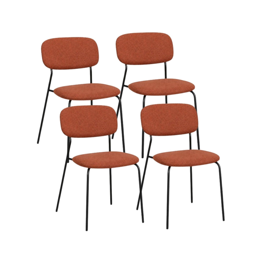 Set 4 sedie in tessuto terracotta e metallo nero - Hani