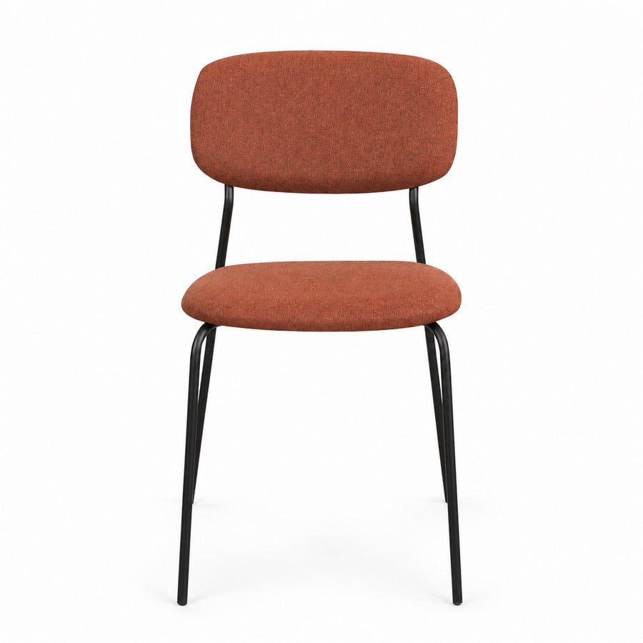 Set 4 sedie in tessuto terracotta e metallo nero - Hani