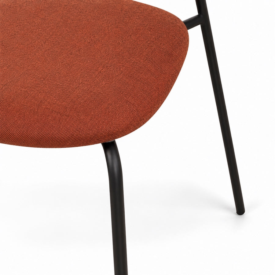 Set 4 sedie in tessuto terracotta e metallo nero - Hani