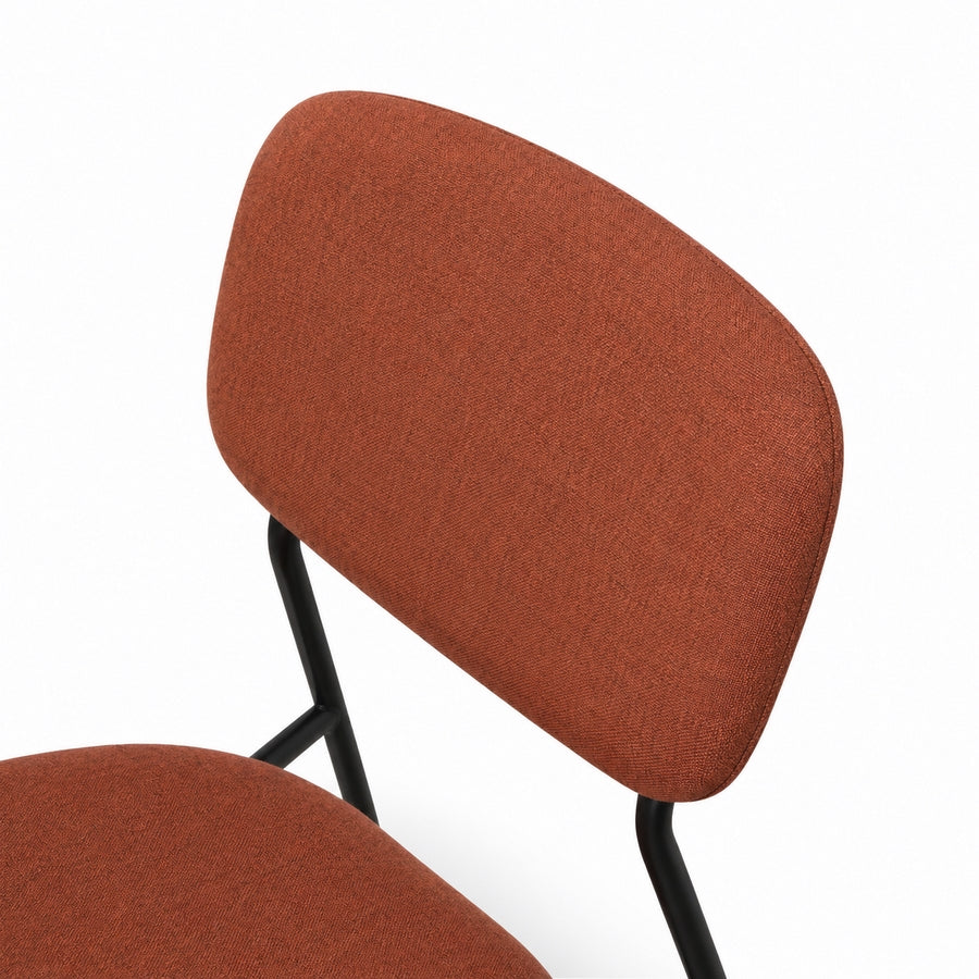 Set 4 sedie in tessuto terracotta e metallo nero - Hani