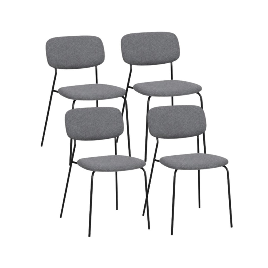 Set 4 sedie in tessuto grigio e metallo nero - Hani