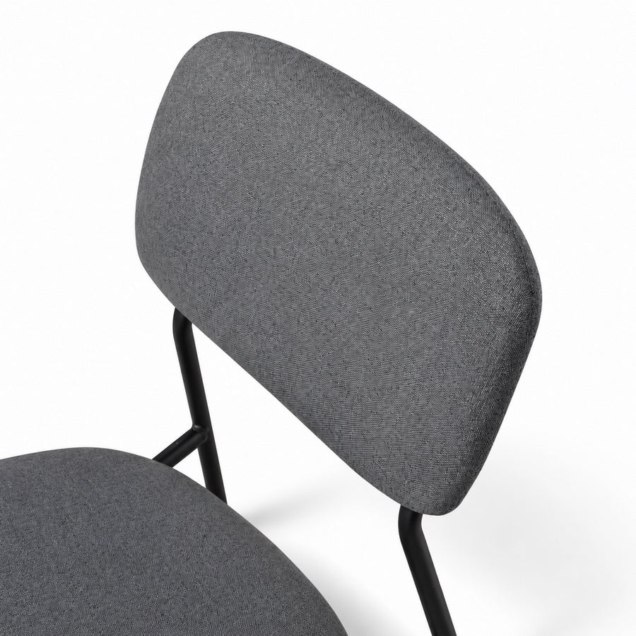 Set 4 sedie in tessuto grigio e metallo nero - Hani