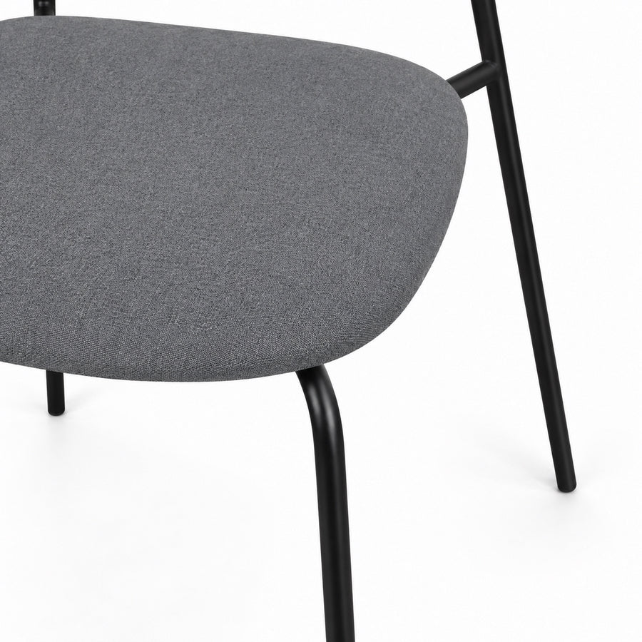 Set 4 sedie in tessuto grigio e metallo nero - Hani