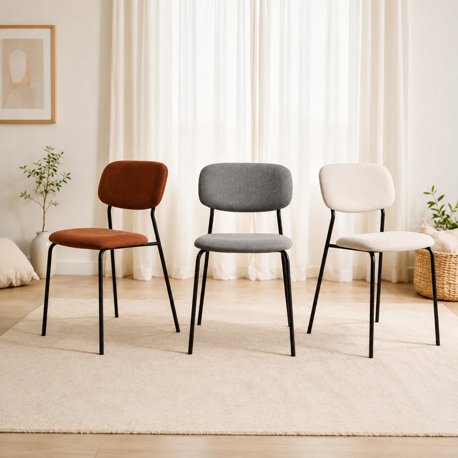 Set 4 sedie in tessuto grigio e metallo nero - Hani