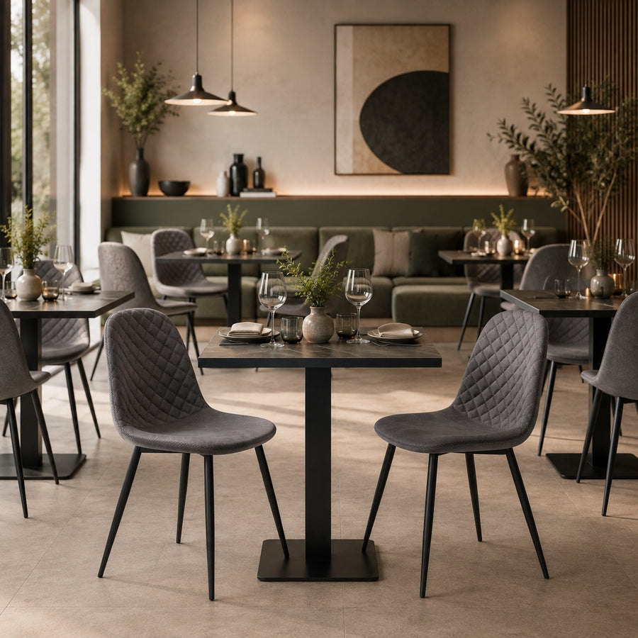 Tavolo nero con top in ceramica grigia 70x70x74 cm - Jago